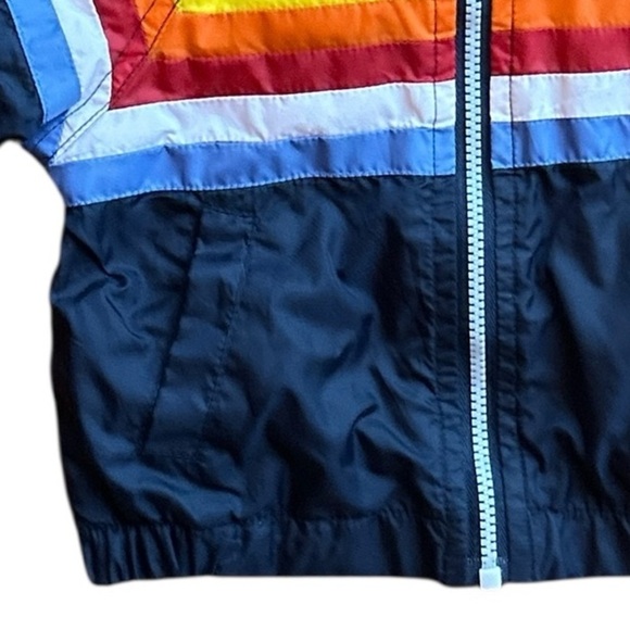 The Children's Place Infant Navy Windbreaker Sz 0-6 Mth Rainbow Hooded Lined Zip - Picture 5 of 6